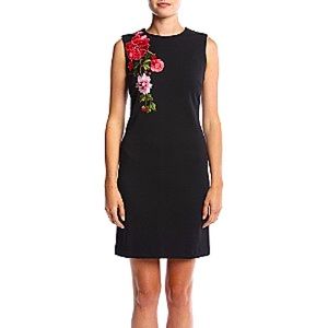 Black Floral Shift Dress Womens Size 10